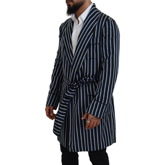 Dolce & Gabbana Black Blue Martini Printed Lining Robe KOS2145- 48