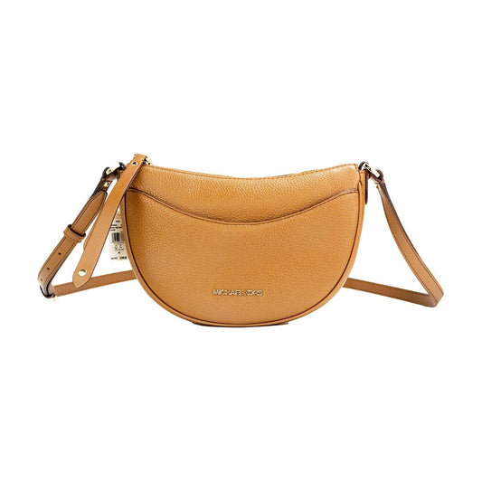 Michael Kors Dover Small Luggage Pebbled Leather Half Moon Crossbody Bag Purse 33855