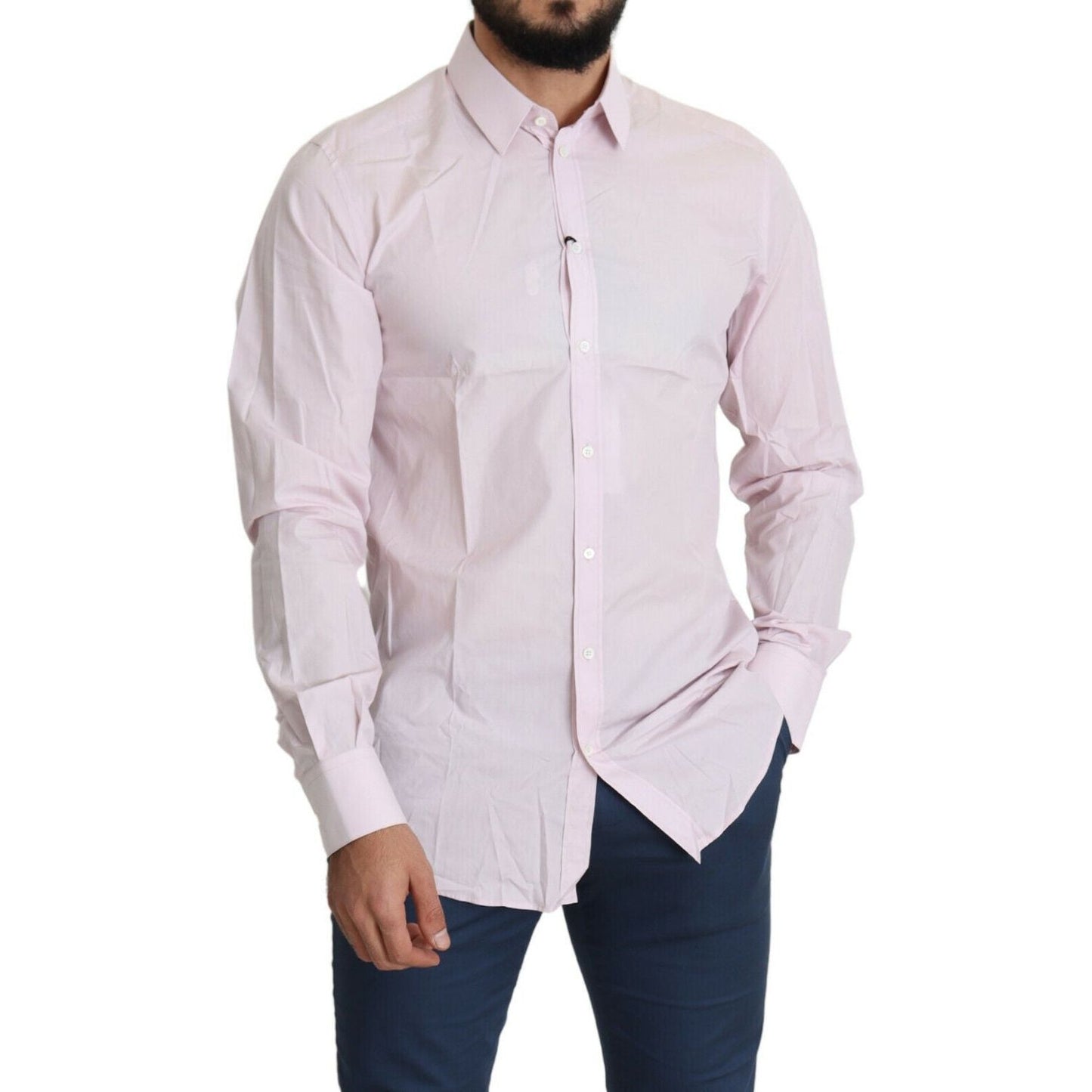 Dolce & Gabbana Light Pink Cotton Formal GOLD Dress Shirt TSH5463-41