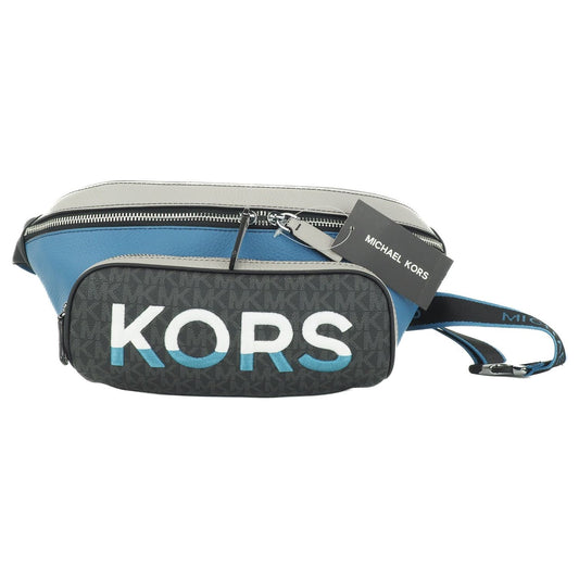 Michael Kors Cooper Large Blue Multi Leather Embroidered Logo Utility Belt Bag 27166
