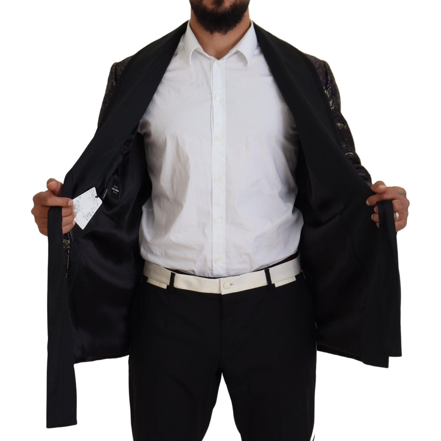 金色提花长袍夹克