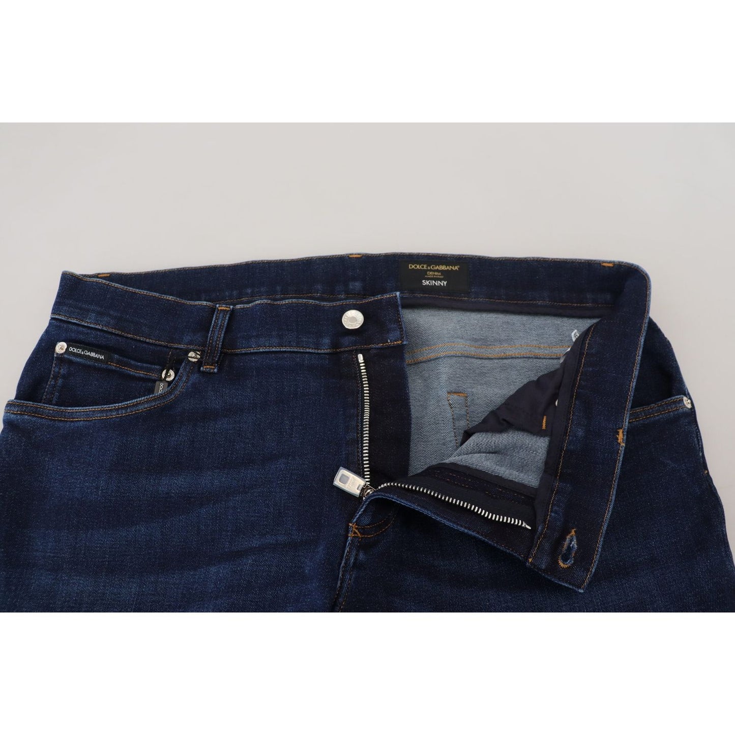 Dolce & Gabbana Dark Blue Cotton Denim SKINNY Jeans PAN74546- 58