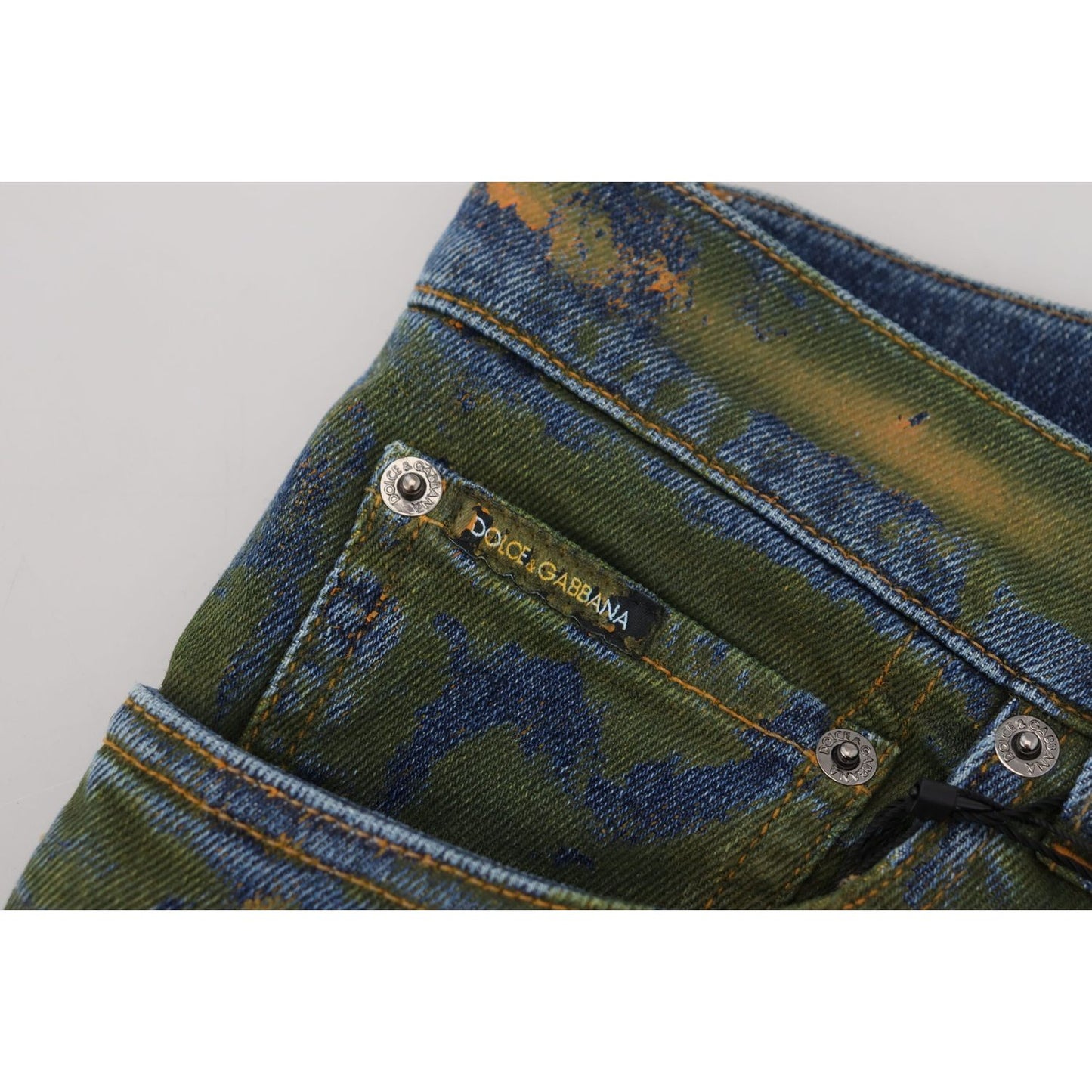 Dolce & Gabbana Blue Green Skinny Cotton Denim Jeans PAN74547- 44