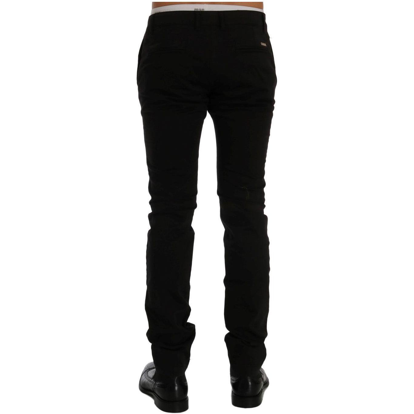 GF Ferre Black Cotton Stretch Chinos Pants SIG60461-1