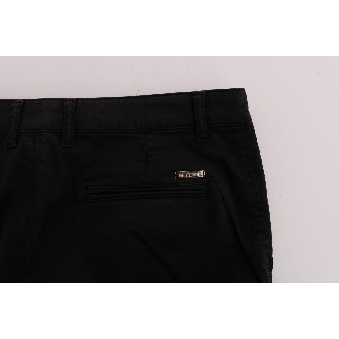 GF Ferre Black Cotton Stretch Chinos Pants SIG60461-1