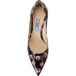 Prada Black Leather Floral Heels Stilettos Pumps LA10138-39.5