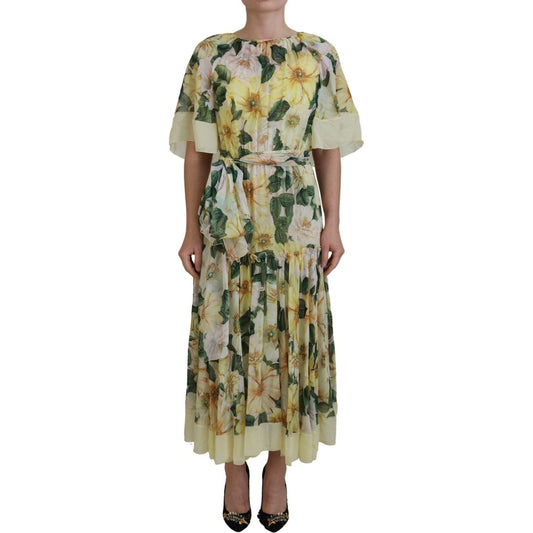 Dolce & Gabbana Multicolor Silk Floral Print Long Maxi Dress DR28867-36