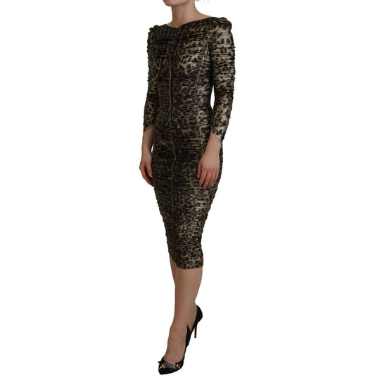 Dolce & Gabbana Multicolor Leopard Bodycon Sheath Midi Dress DR28900-38