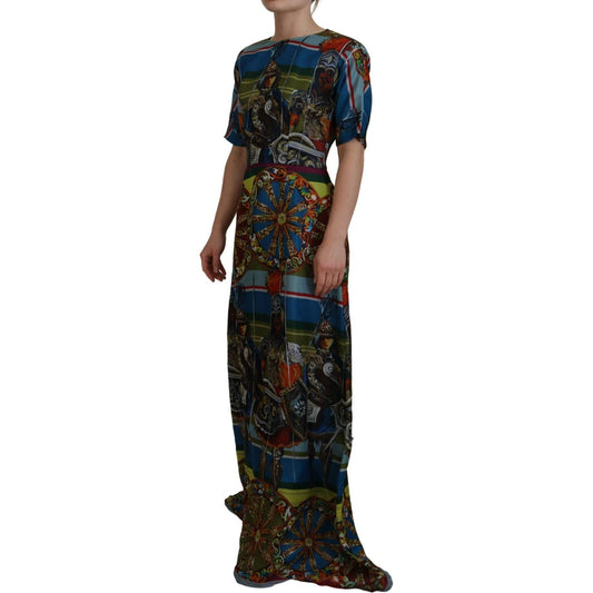 Dolce & Gabbana Multicolor Sicily Silk A-line Long Gown Dress DR28908-40