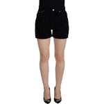 Dolce & Gabbana Black Denim Cotton Stretch Hot Pants Shorts SKI1870- 40