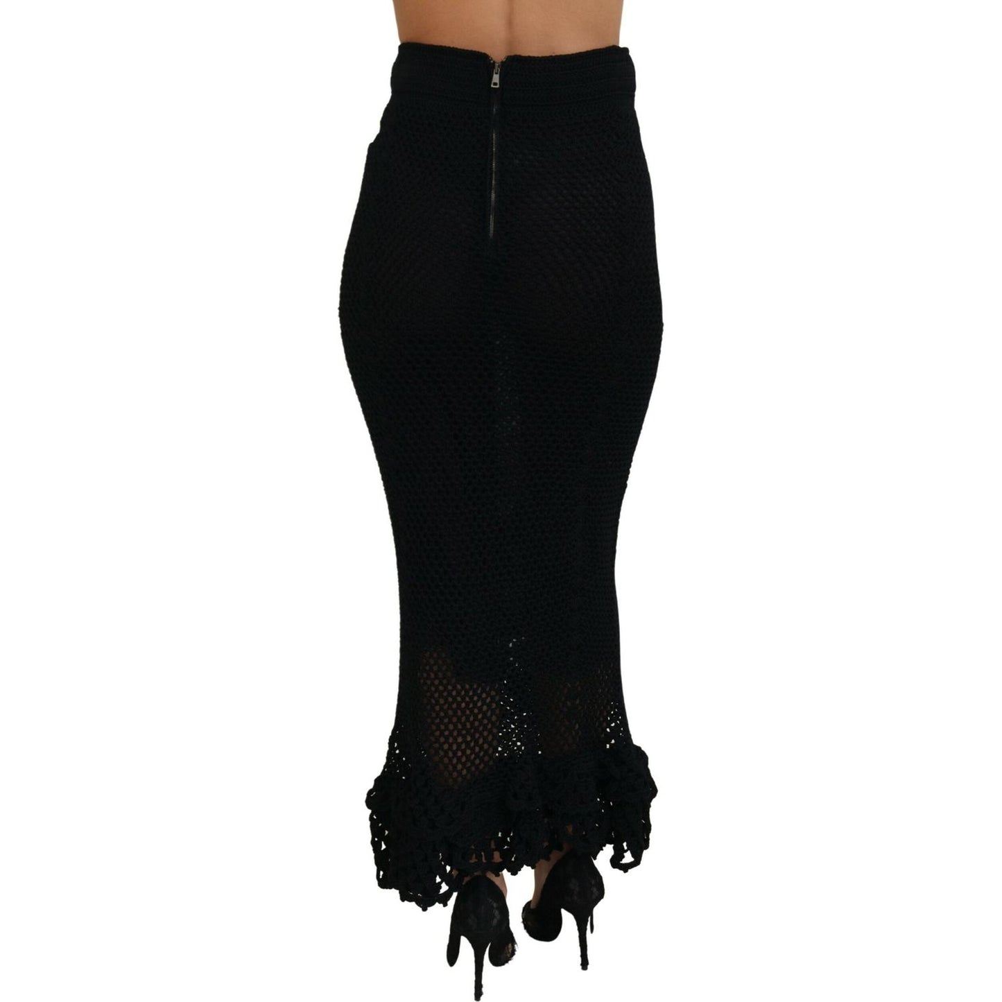 Dolce & Gabbana Black Knitted Cotton High Waist Mermaid Skirt SKI1810 - 42