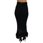 Dolce & Gabbana Black Knitted Cotton High Waist Mermaid Skirt SKI1810 - 42