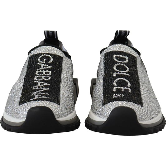 Dolce & Gabbana Sparkling Silver Rhinestone Sneakers LA10188-37.5