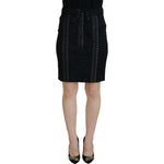Dolce & Gabbana Black Brocade Mini Above Knee Pencil Skirt SKI1857- 44