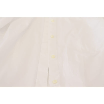 Dolce & Gabbana White Cotton Collared Long Sleeves Formal Top