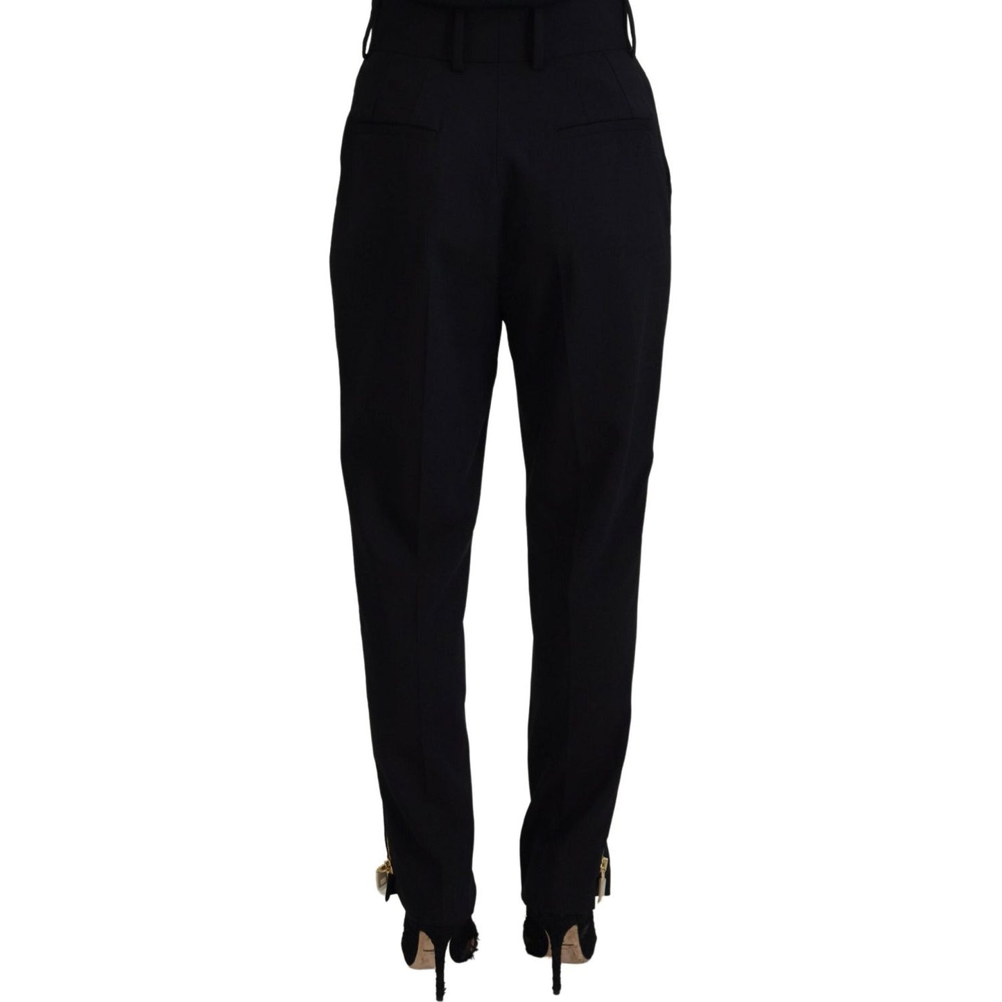 Dolce & Gabbana Black Wool High Waist Tapered Pants PAN74193- 40