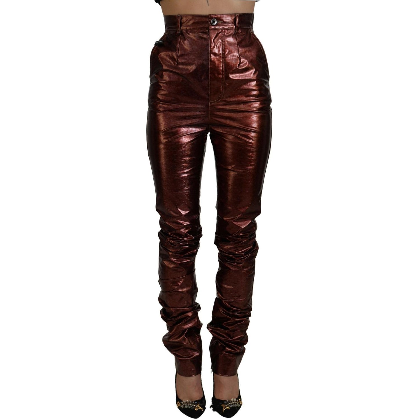 Dolce & Gabbana Metallic Bronze High Waist Skinny Jeans PAN74203- 40
