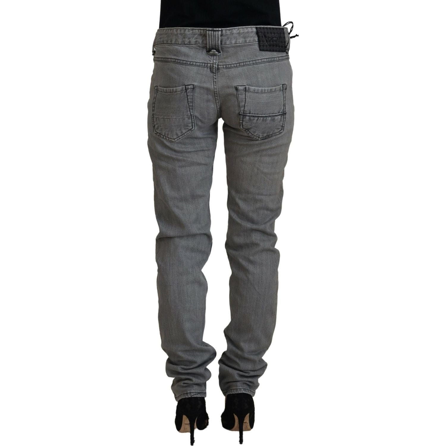 Care Label Gray Washed Cotton Skinny Women Casual Denim Jeans