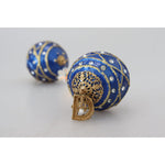 Dolce & Gabbana Gold Brass Blue Dangle Ball Crystal Clip On Earrings SMY101098 | SMY100779