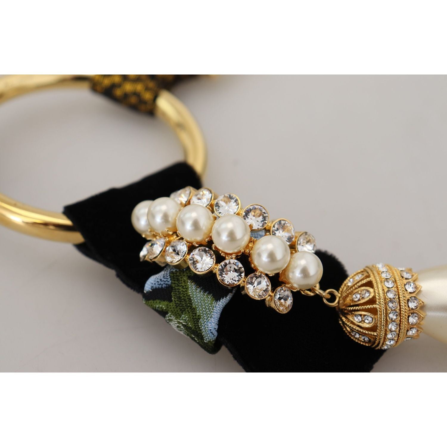 Dolce & Gabbana Gold Brass Sicily Crystal Robe Statement Necklace