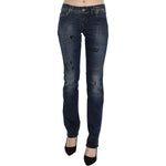 John Galliano Blue Newspaper Print Low Waist Skinny Denim Pants PAN70560- 24