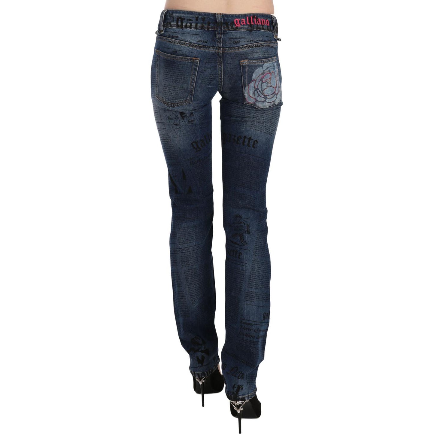 John Galliano Blue Newspaper Print Low Waist Skinny Denim Pants PAN70560- 24