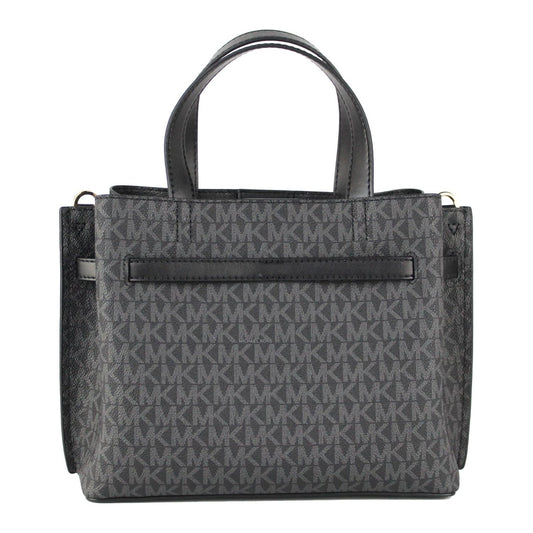 Michael Kors Emilia Small Black Signature PVC Satchel Crossbody Handbag Purse 64874