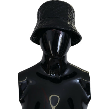 Dolce & Gabbana Black Quilted Faux Leather Women Bucket Cap Hat