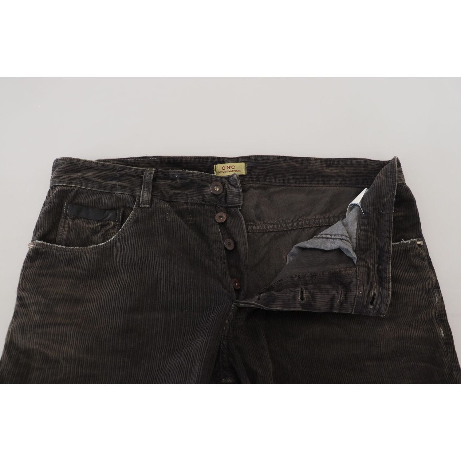 Costume National Gray Cotton Corduroy Men Casual Jeans
