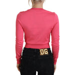 Dolce & Gabbana Pink Silk Cropped Crewneck Pullover Sweater TSH83941- 36