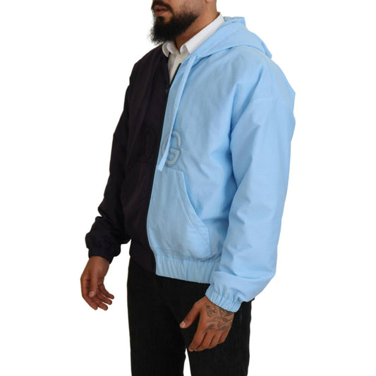 Dolce & Gabbana Black Blue DG Hooded Full Zip Men Jacket JKT3616-50