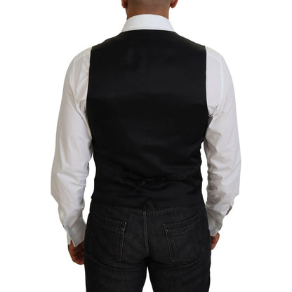 Dolce & Gabbana Black Virgin Wool Waistcoat Formal Vest