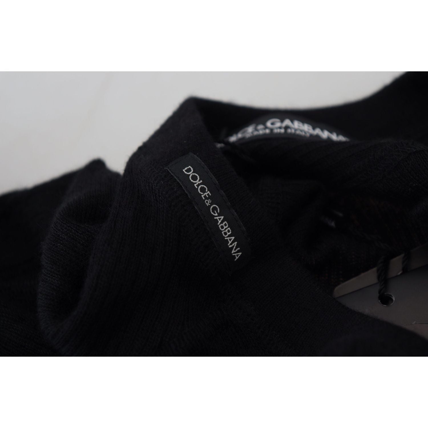 Dolce & Gabbana Black Cashmere Button Pullover Sweater