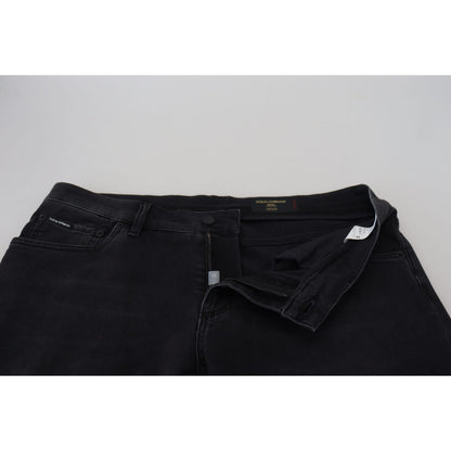 Dolce & Gabbana Black Angel Embroidery Skinny Denim Jeans