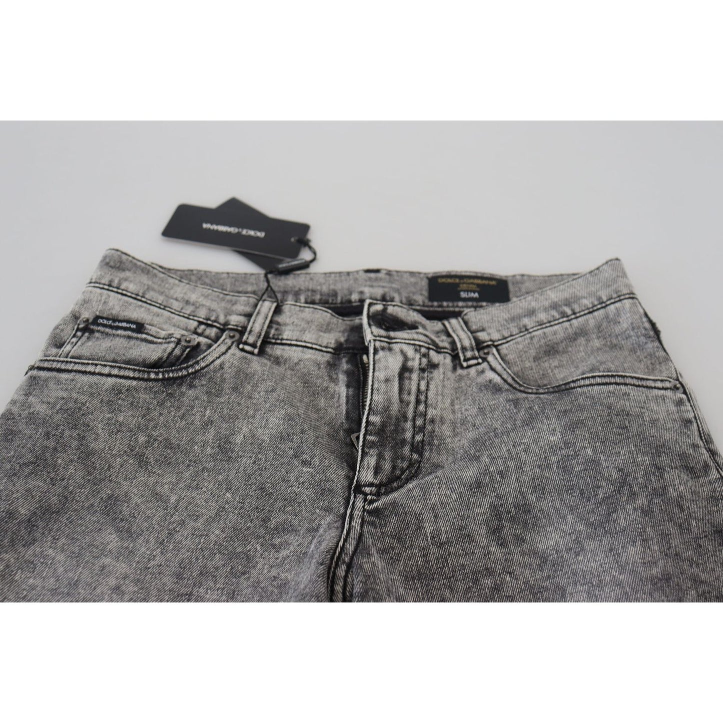 Dolce & Gabbana Grey Washed Cotton Slim Fit Men Denim Jeans PAN74729-44
