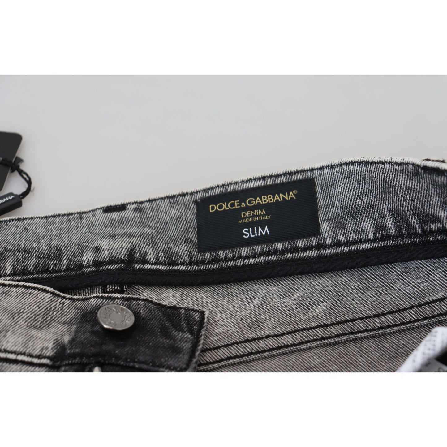 Dolce & Gabbana Grey Washed Cotton Slim Fit Men Denim Jeans PAN74729-44