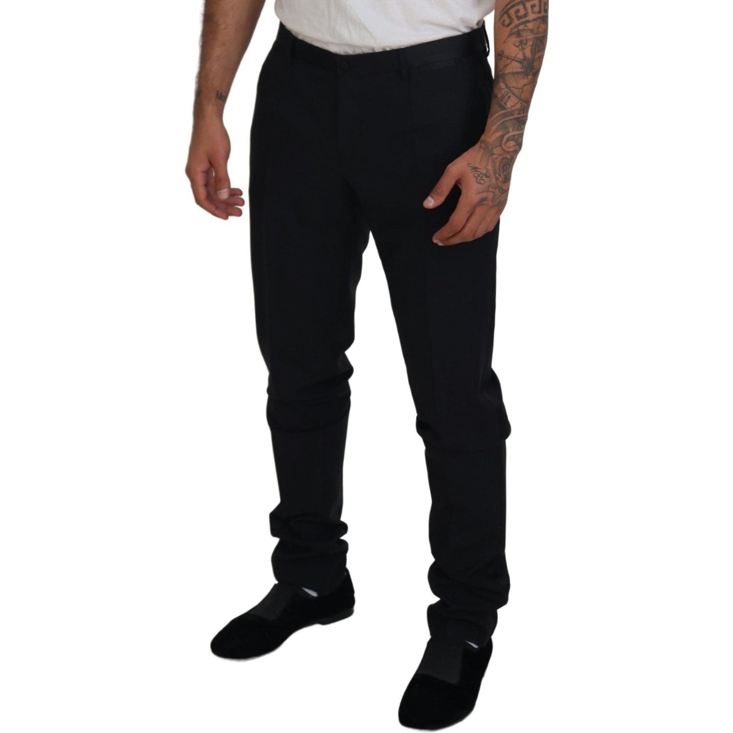 Dolce & Gabbana Black Wool Chino Dress Formal Pants PAN74724-52