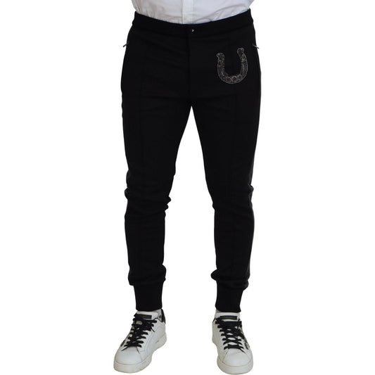Dolce & Gabbana Black Wool Horseshoe Jogger Pants PAN74799-52