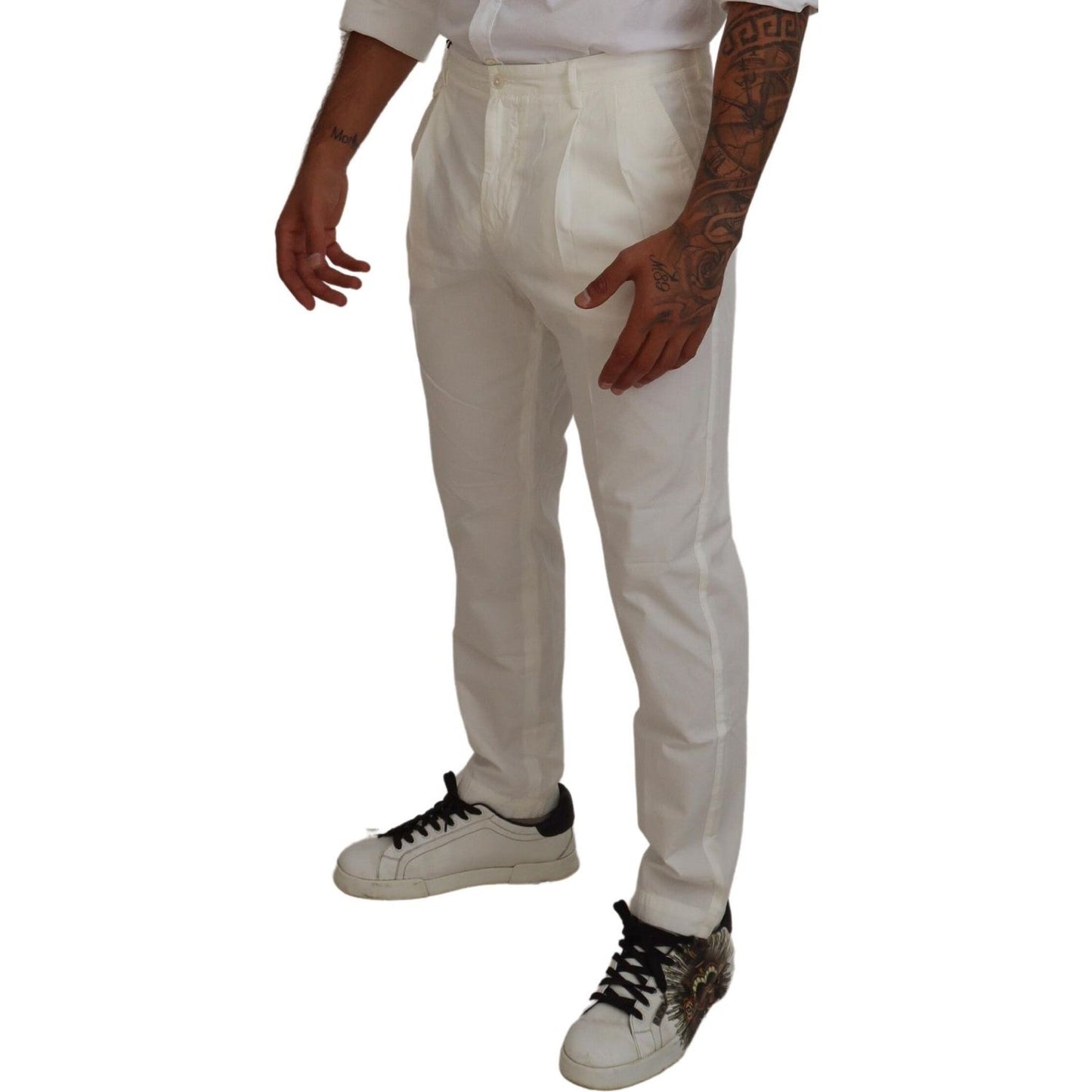 Dolce & Gabbana White Cotton Skinny Chino Pants PAN74810-54