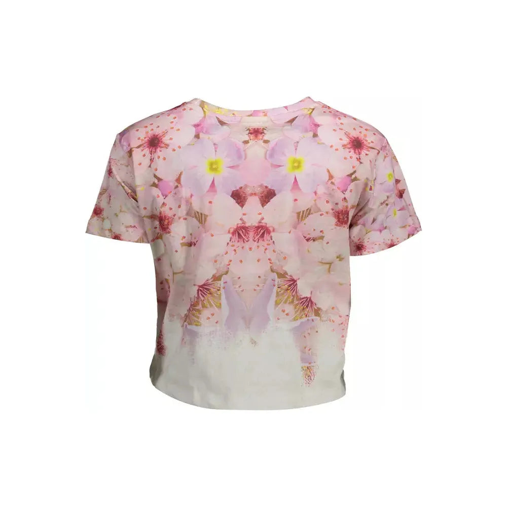 Desigual Chic Pink Embroidered Cotton Tee DE-11514-M-FBB-203