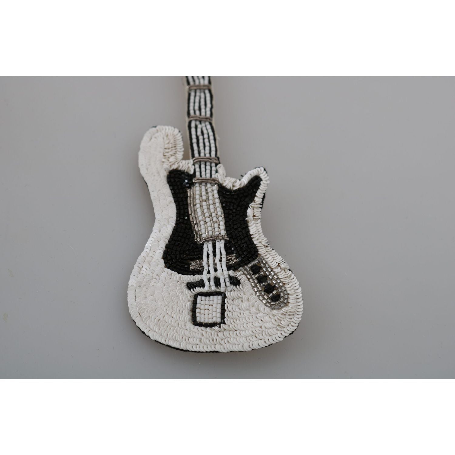 Dolce & Gabbana Gold Brass Beaded Guitar Pin Accessory Brooch