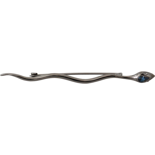 Dolce & Gabbana Silver Brass Crystal Spilla Serpente Brooch Pin SMY5062