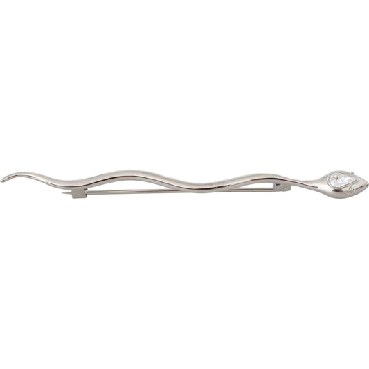 Dolce & Gabbana Silver Brass Crystal Spilla Serpente Mens Brooch Pin SMY5068