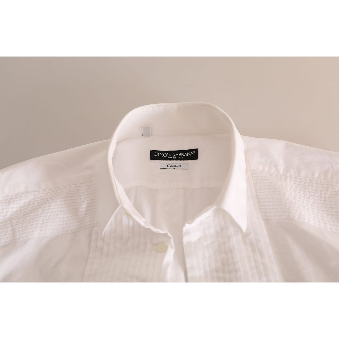 Dolce & Gabbana White GOLD Formal Cotton Tuxedo Dress Shirt TSH84110-38