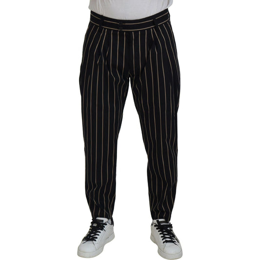 Dolce & Gabbana Black Beige Striped Cotton Stretch Pants PAN74709-46