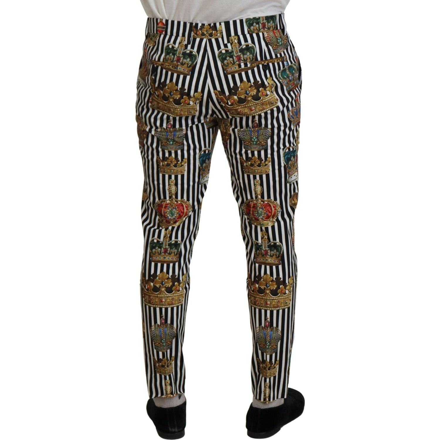 Dolce & Gabbana White Cotton Stretch Crown Trouser Pants