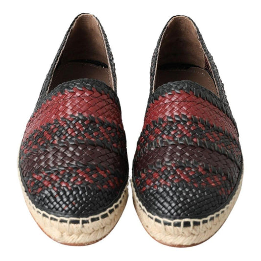 Dolce & Gabbana Black Bordeaux Buffalo Leather Espadrille Shoes MV5021-40