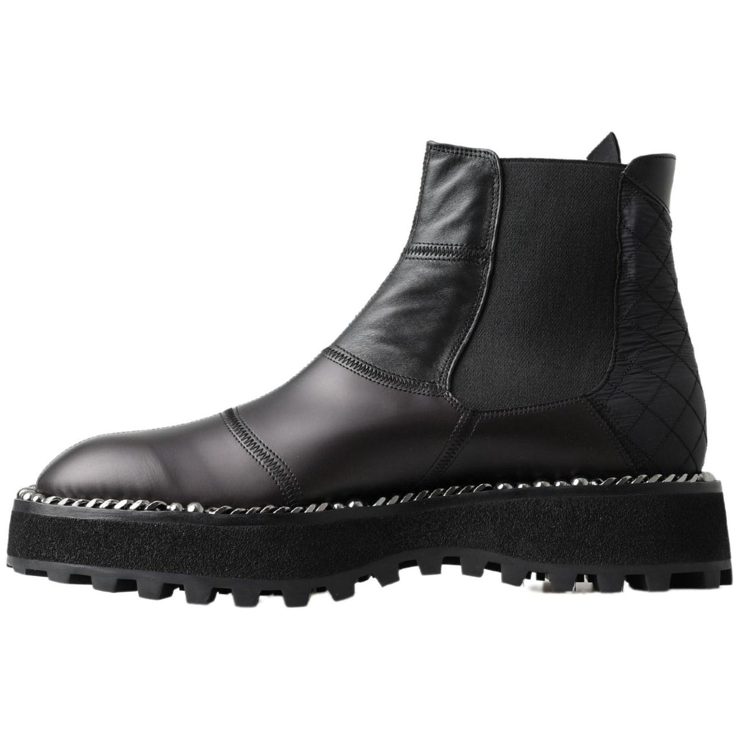 Dolce & Gabbana Black Leather Slip on Stretch Boots MV5025- 45