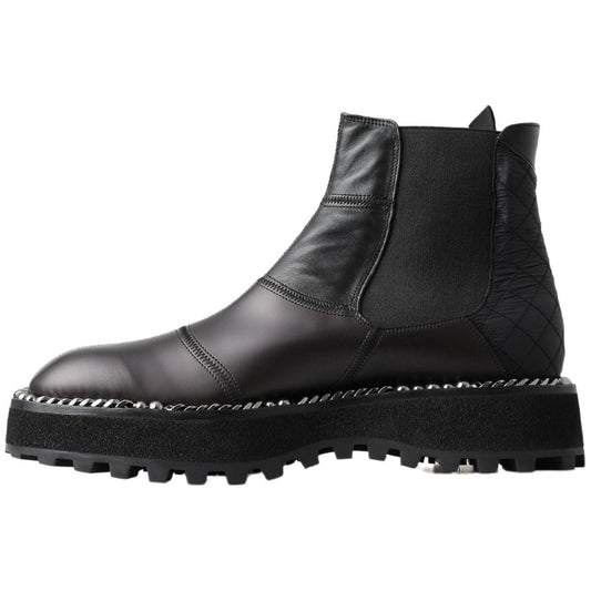 Dolce & Gabbana Black Leather Slip on Stretch Boots MV5025- 45