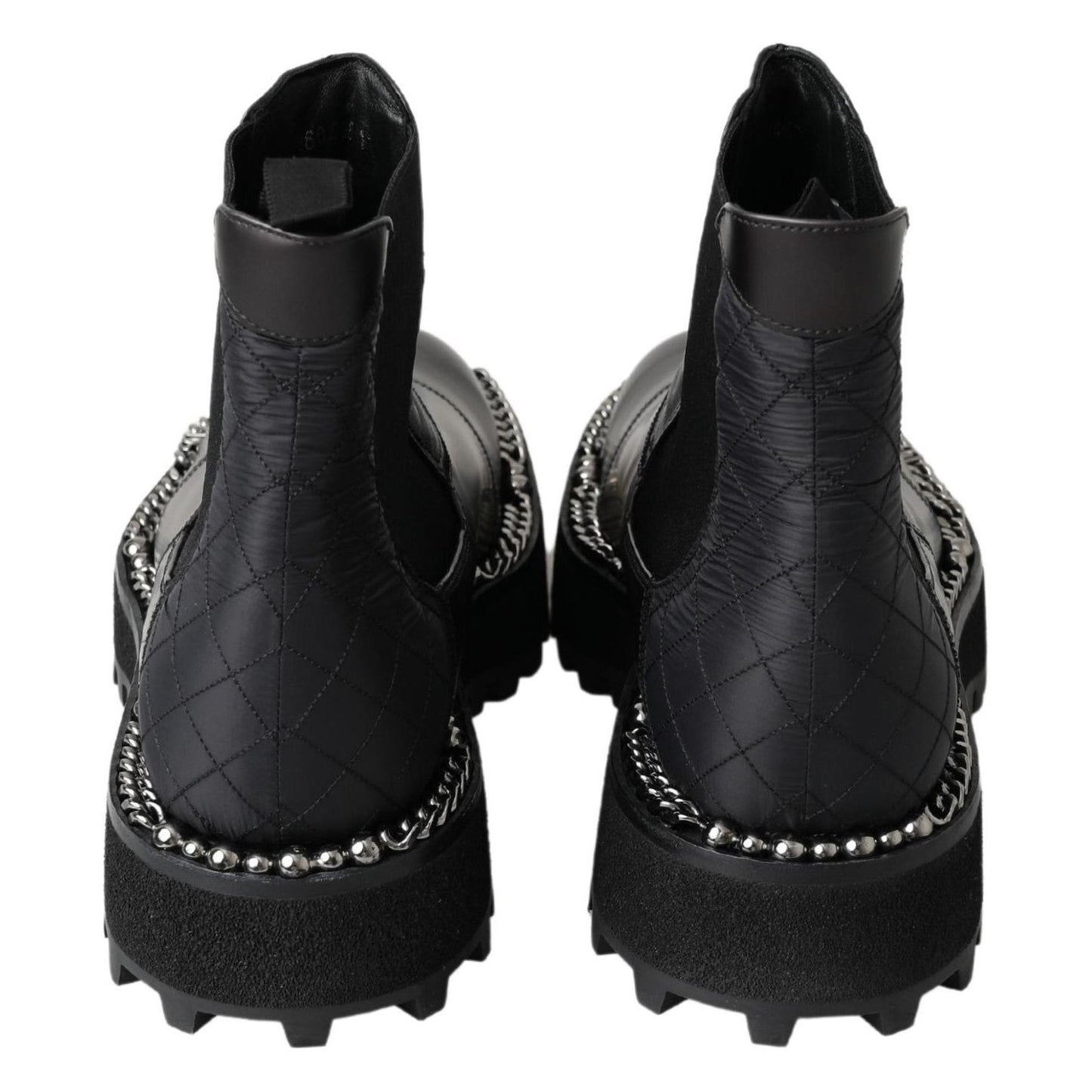 Dolce & Gabbana Black Leather Slip on Stretch Boots MV5025- 45